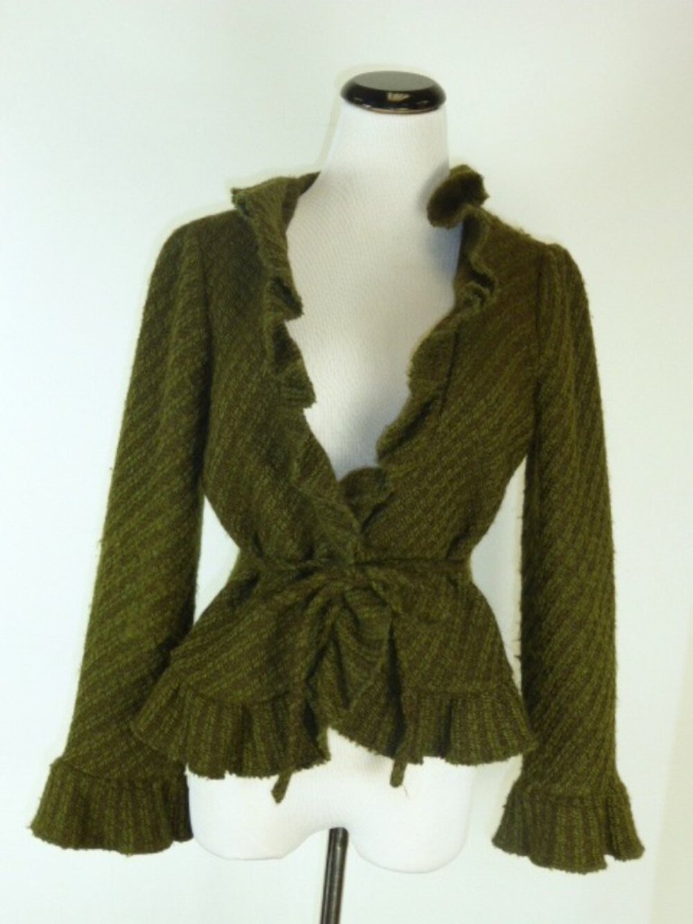 Zara Ruffles Jacket blazer olive brown M